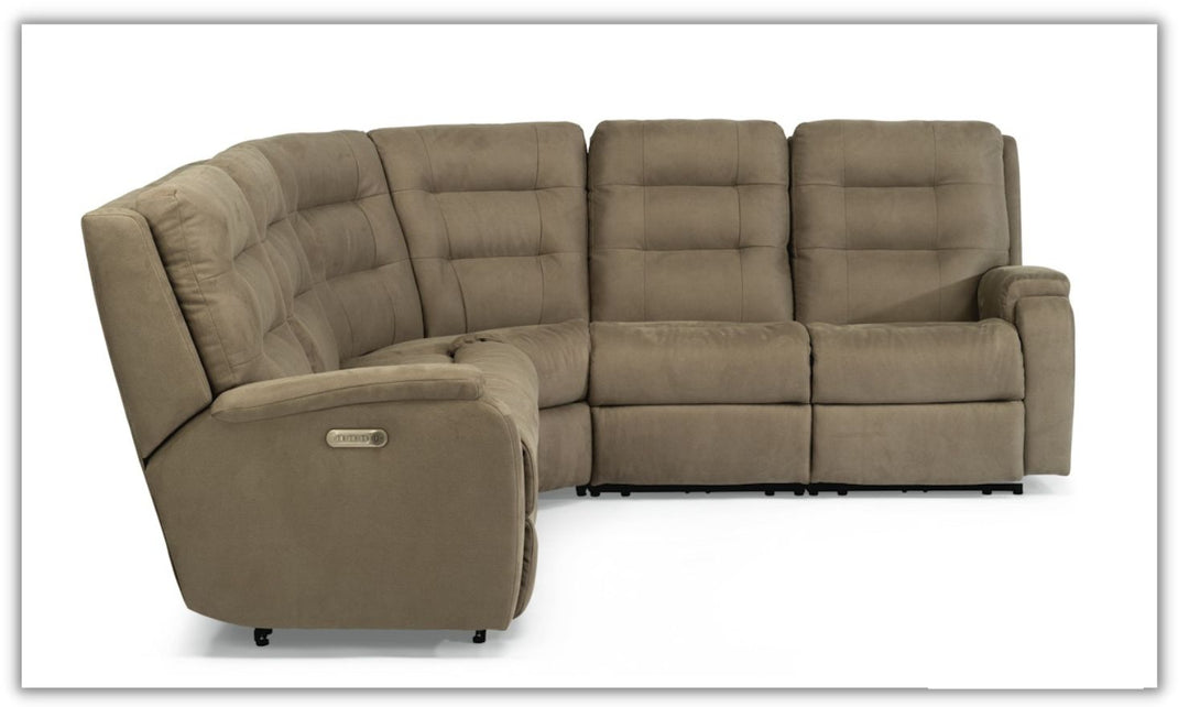 Flexsteel Arlo Fabric Power Reclining Sectional with Storage