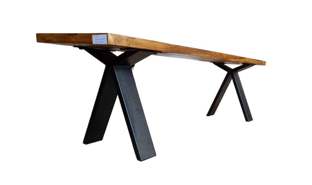 HTD Artemis Patio Bench in Natural Teak and Metal Legs