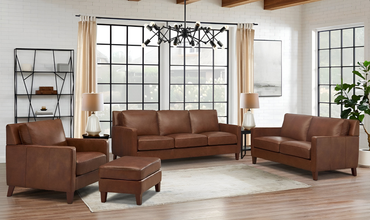 Ashby 3-Seater Leather Sofa In Pecan Brown-Leahyco