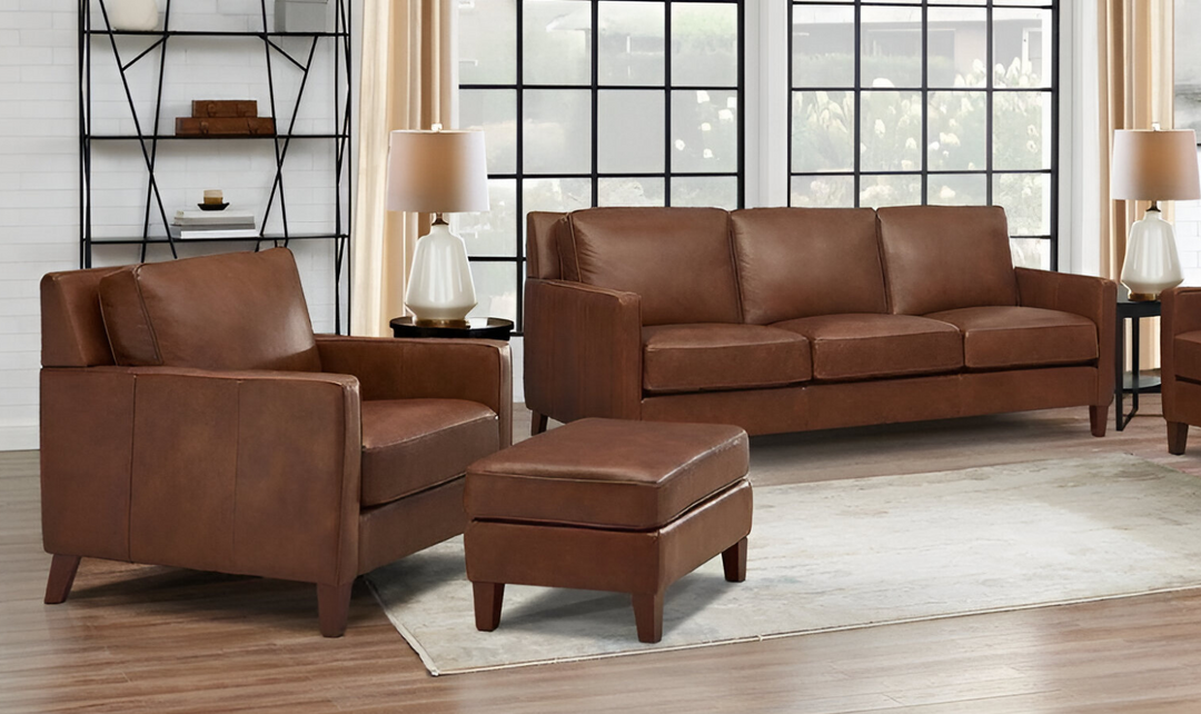 Ashby Leather Chair In Pecan Brown-Leahyco