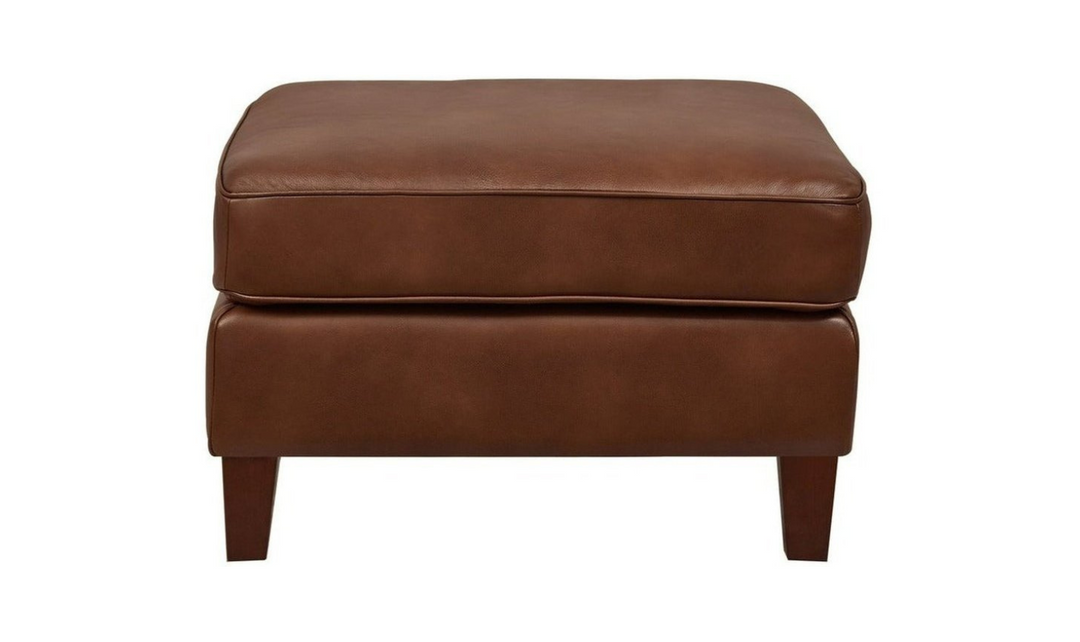 Ashby Leather Ottoman In Pecan Brown-Leahyco