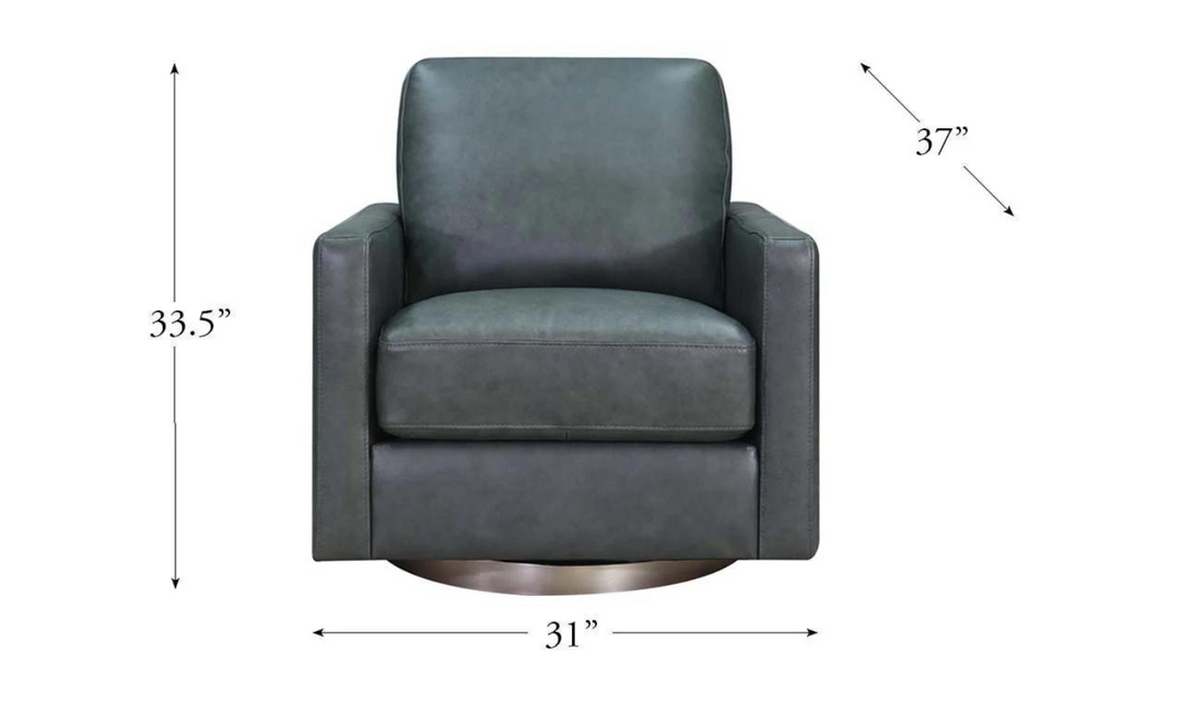 Ashby Leather Swivel Chair with Track Arms