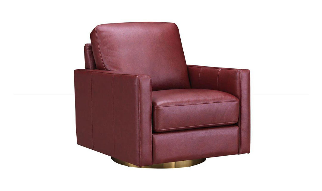 Ashby Leather Swivel Chair with Track Arms