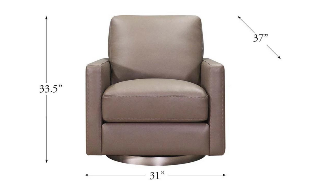 Ashby Leather Swivel Chair with Track Arms