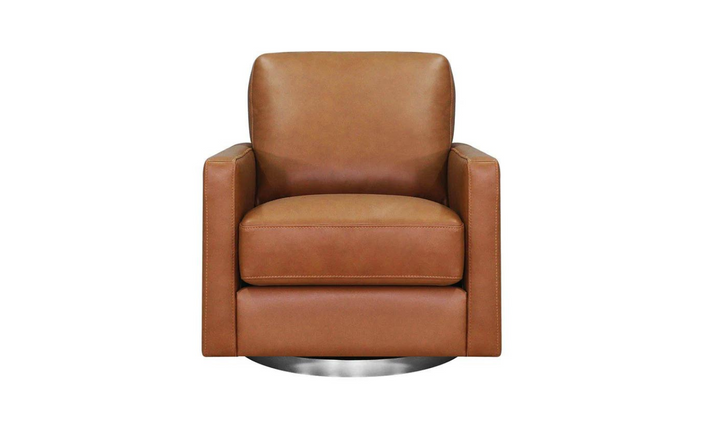 Ashby Leather Swivel Chair with Track Arms