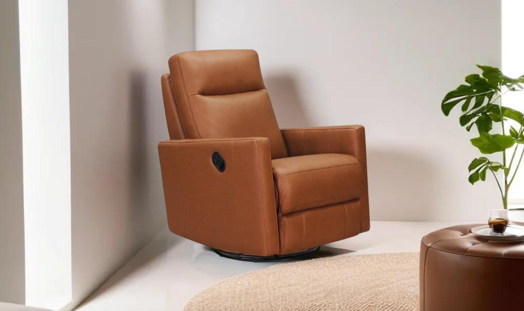 Ashby Manual Swivel Rocker Leather Recliner Chair