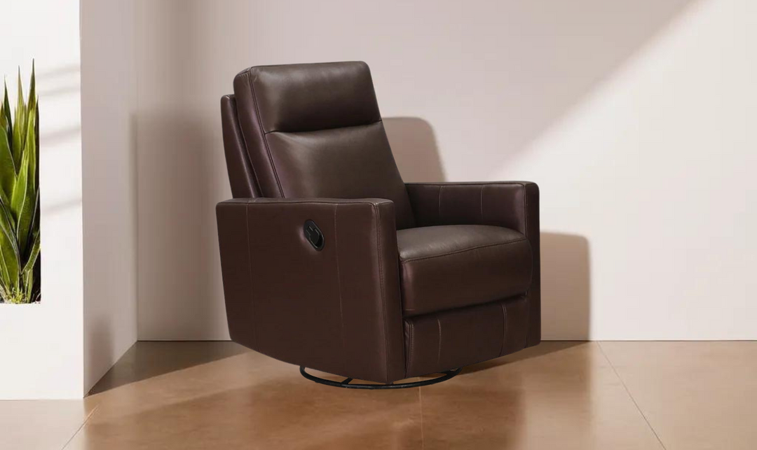 Ashby Manual Swivel Rocker Leather Recliner Chair