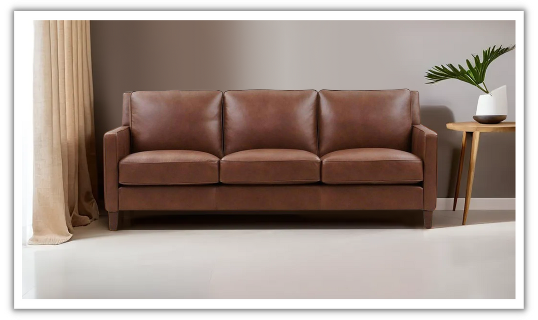 Ashby 3-Seater Leather Sofa In Pecan Brown-Leahyco