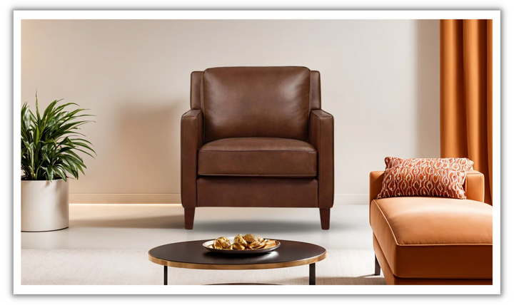 Ashby Leather Chair In Pecan Brown-Leahyco