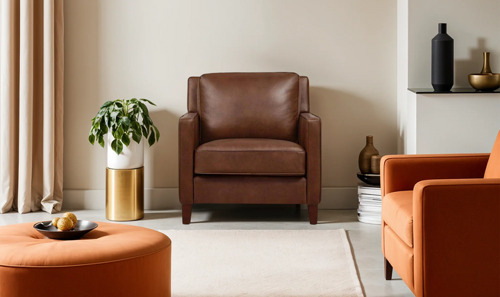 Ashby Leather Chair In Pecan Brown-Leahyco