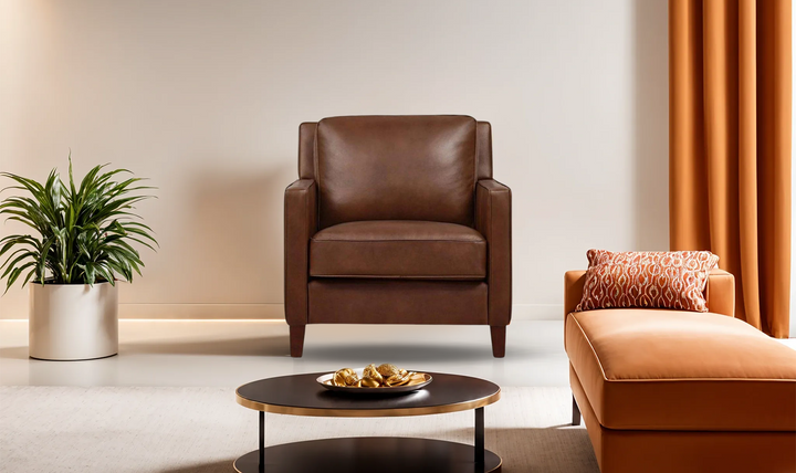 Ashby Leather Chair In Pecan Brown-Leahyco