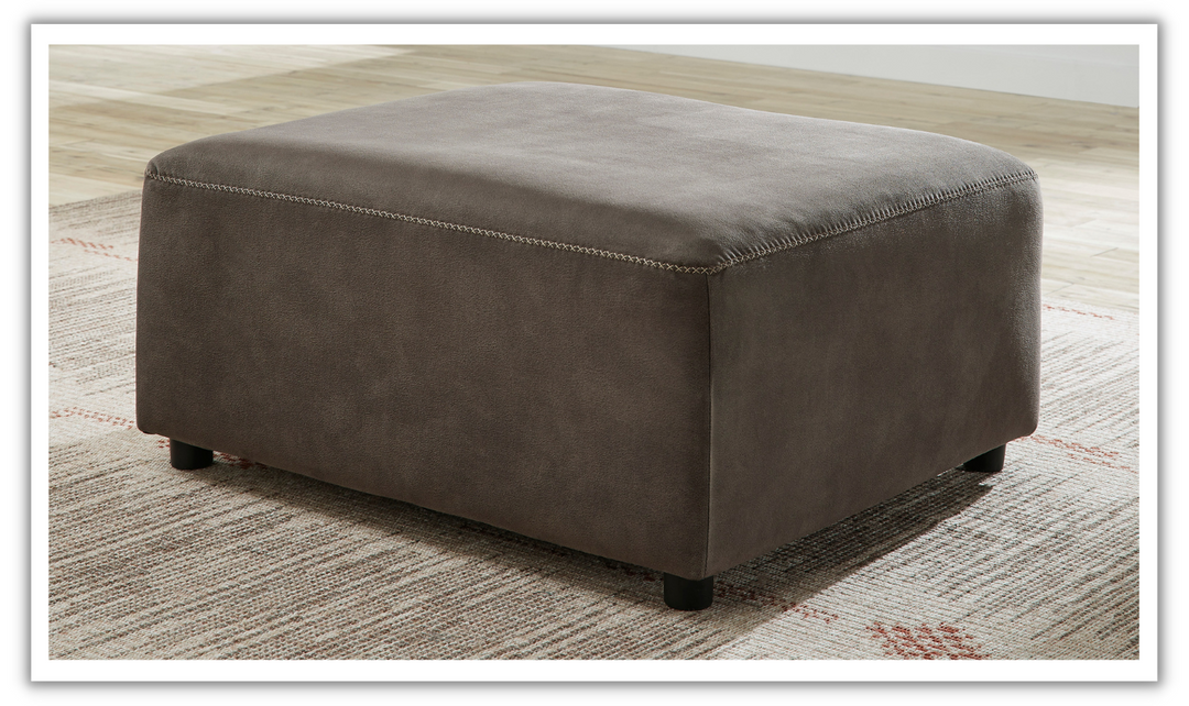 Ashley  Allena Oversized Accent Ottoman in Brown Leather-Leahyco