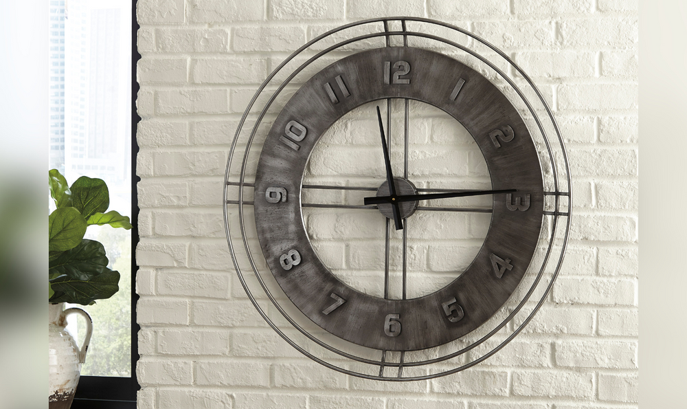 Ashley Ana Sofia Round Wall Clock in Antique Gray-Leahyco 