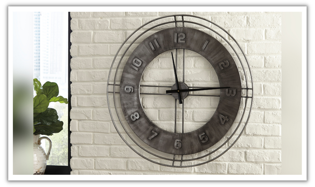 Ashley Ana Sofia Round Wall Clock in Antique Gray-Leahyco 