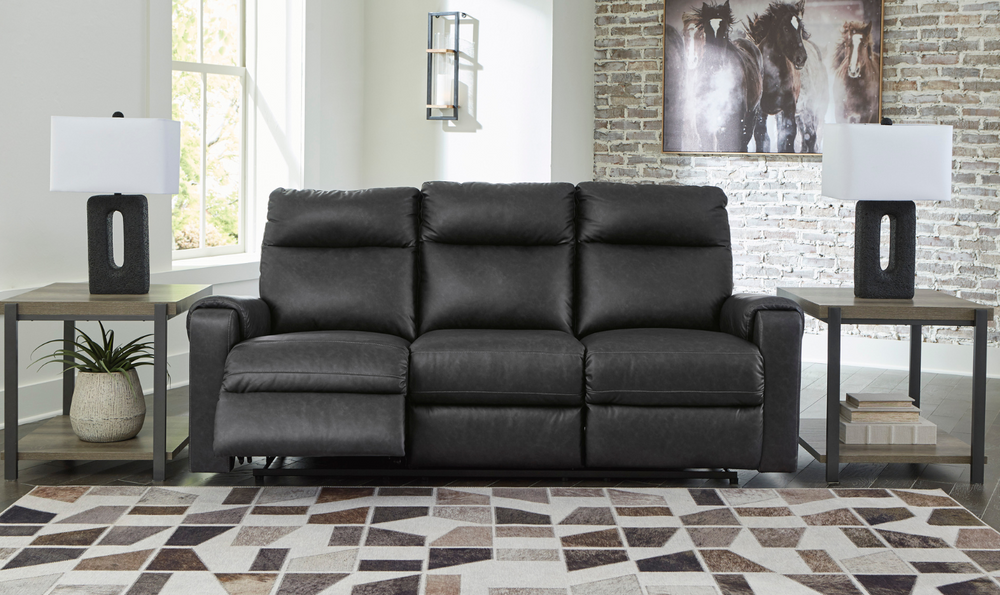 Ashley  Axtellton 3-Seater Carbon Leather Power Reclining Sofa-Leahyco