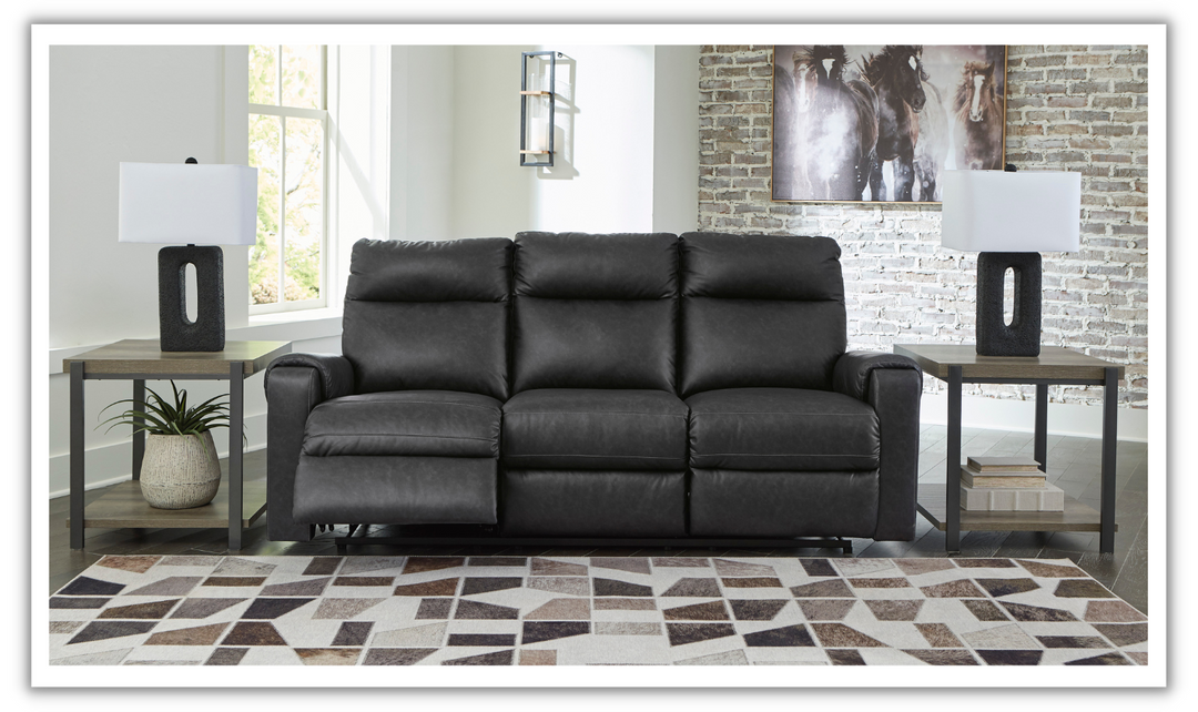 Ashley  Axtellton 3-Seater Carbon Leather Power Reclining Sofa-Leahyco