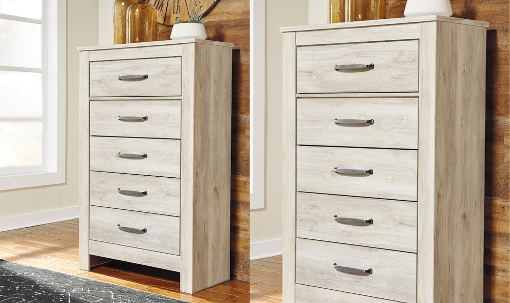 Ashley  Bellaby 5 Drawer Chest in Whitewash-Leahyco