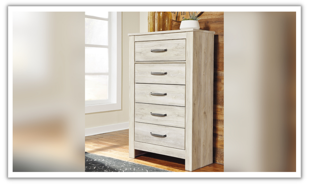 Ashley  Bellaby 5 Drawer Chest in Whitewash-Leahyco