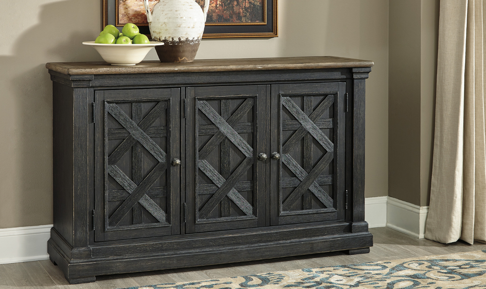 Ashley Bolanburg 3 Doors Server with Weathered Oak Top Finish-Leahyco