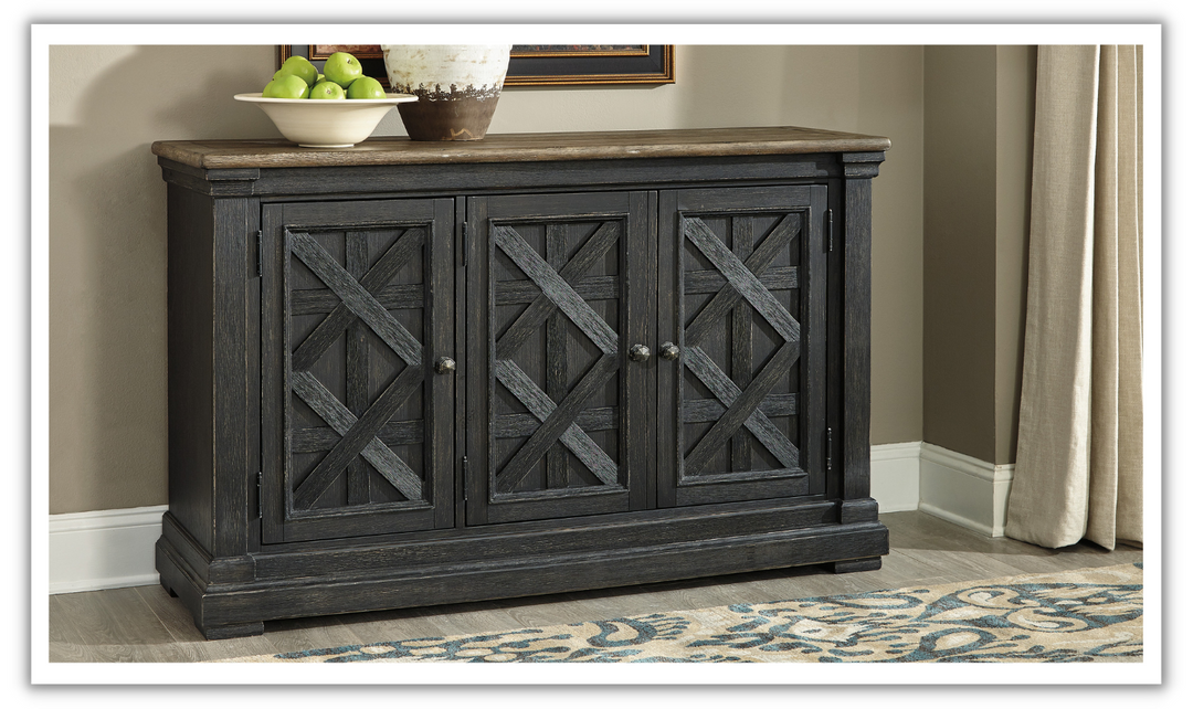 Ashley Bolanburg 3 Doors Server with Weathered Oak Top Finish-Leahyco