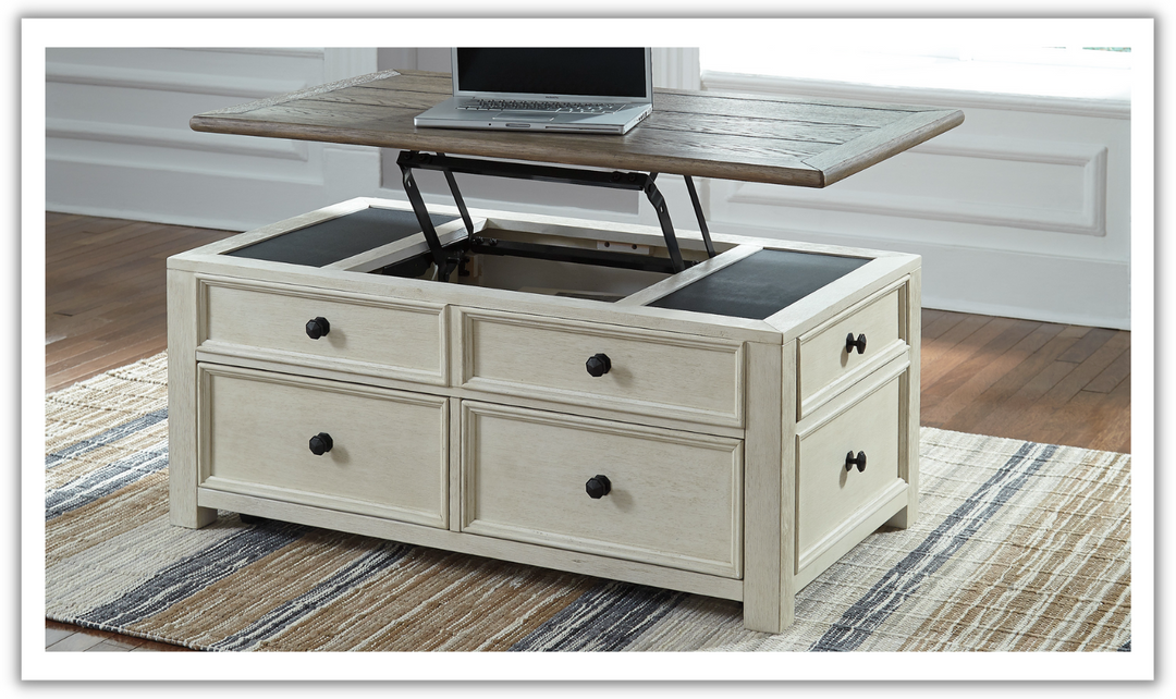 Ashley  Bolanburg Lift Top Coffee Table with 4 Drawers-Leahyco