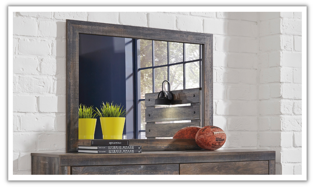 Ashley Drystan Mirror in Brown Rustic  Frame Finish-Leahyco