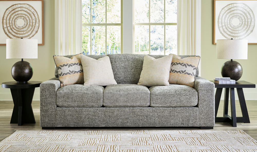 Ashley Dunmor 3 Seater Fabric Sofa In Graphite-Leahyco