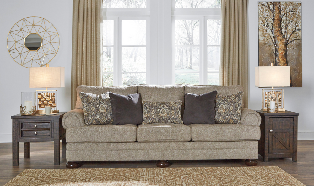 Ashley  Kananwood 3-Seater Oatmeal Fabric Sofa-Leahyco