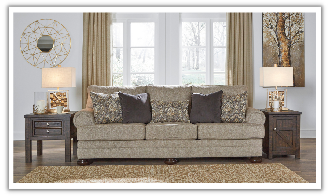 Ashley  Kananwood 3-Seater Oatmeal Fabric Sofa-Leahyco