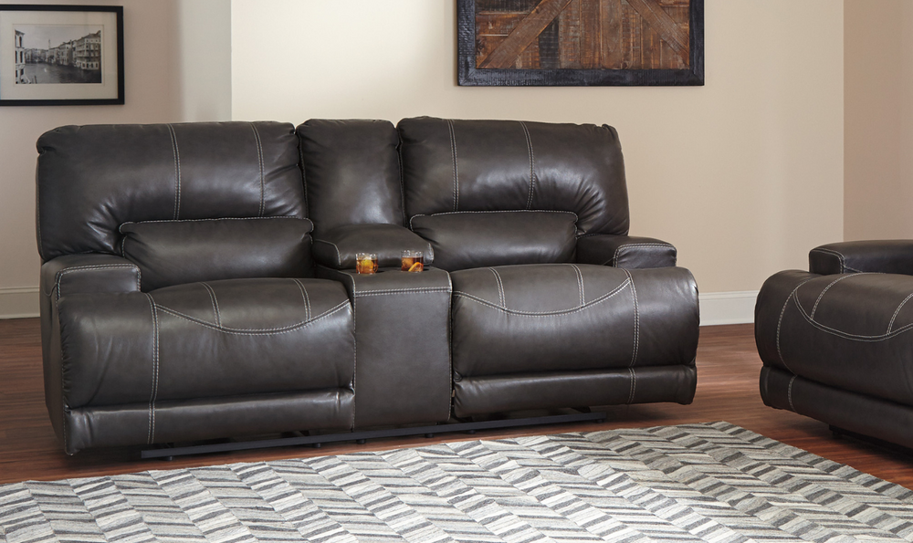 Ashley McCaskill Power Reclining Loveseat with Console-Leahyco 