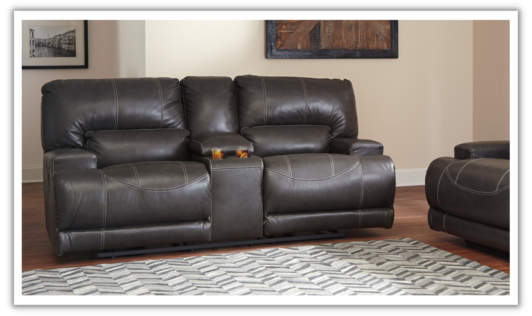 Ashley McCaskill Power Reclining Loveseat with Console-Leahyco 