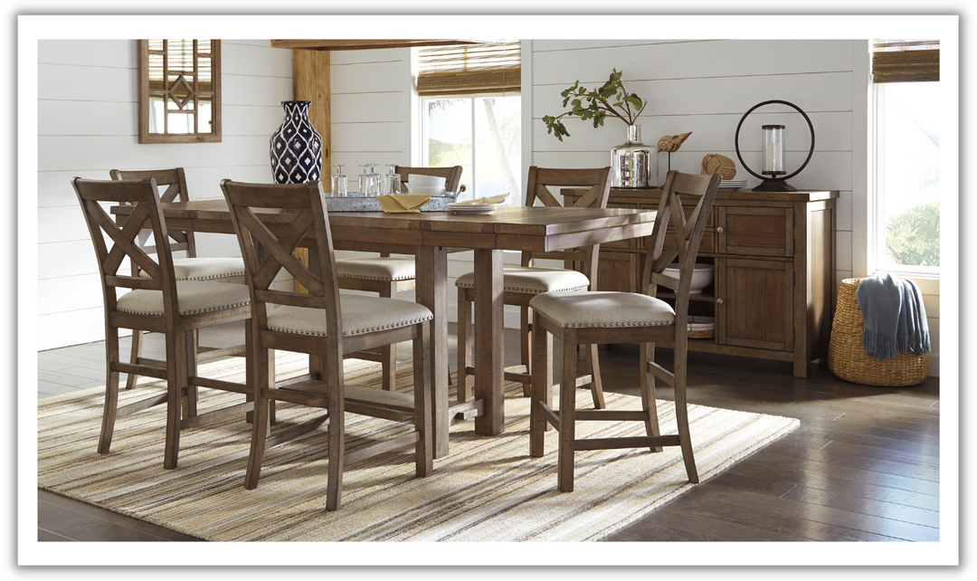 Ashley  Moriville Rectangular Dining Set in Brown-Leahyco