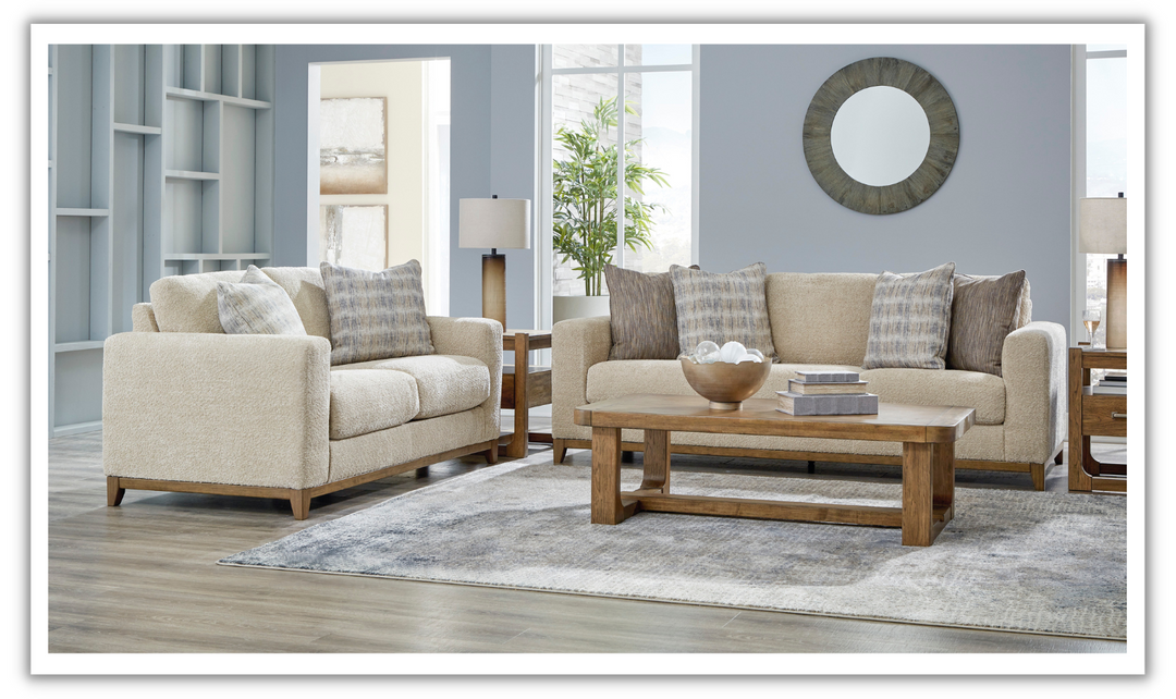 Ashley  Parklynn Stationary Fabric Living Room Set in Light Brown-Leahyco