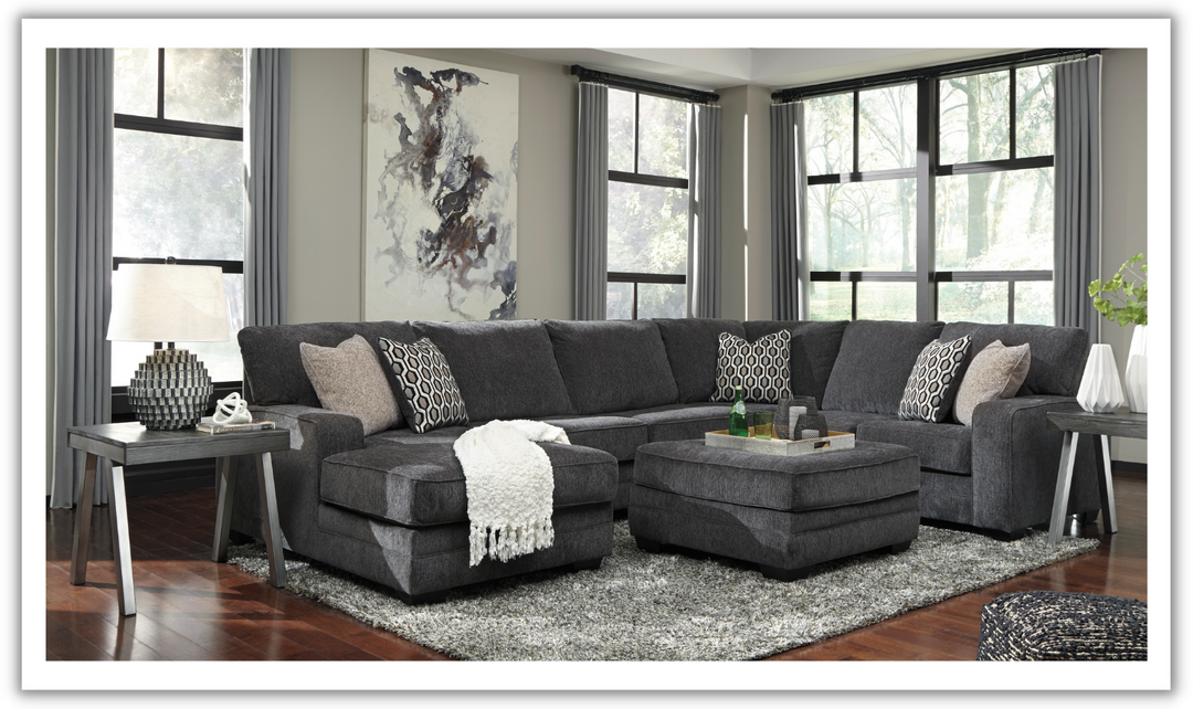 Ashley  Tracling 3-Piece Fabric Sectional With Chaise In Slate-Leahyco