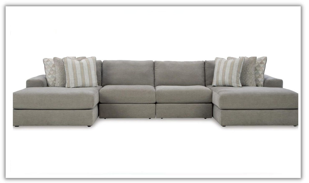 Avaliyah 4-Piece L-Shaped Double Chaise Sectional with Block Arms