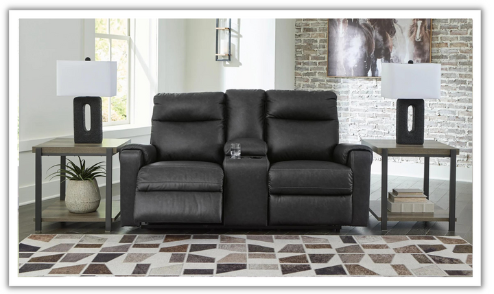 Axtellton Leather Power Reclining Loveseat with Console