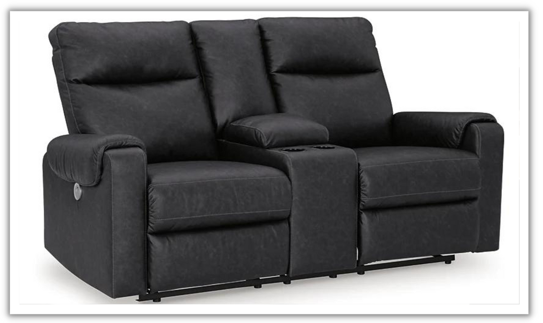 Axtellton Leather Power Reclining Loveseat with Console