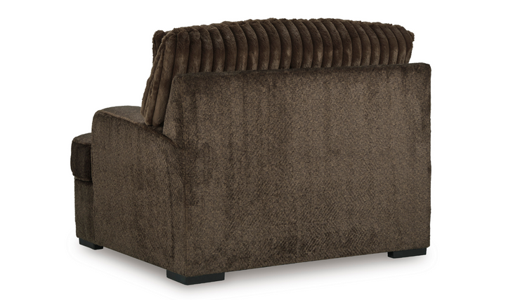 Ashley Aylesworth Fabric Chair and Half With Reversible Cushions In Chocolate Brown- Leahyco