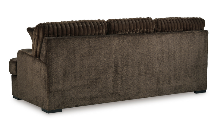 Aylesworth Fabric Sofa With Reversible Cushions In Chocolate Brown- Leahyco