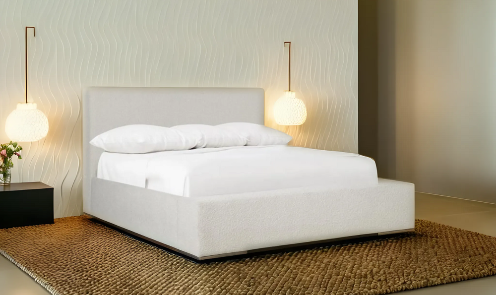  Bernhardt Dunhill Beige Deep Fabric Upholstered Wood Panel Bed-Leahyco