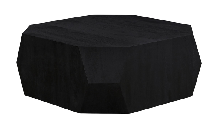 HTD Basalt Geometric Wooden Coffee Table in Distressed Black- Leahyco