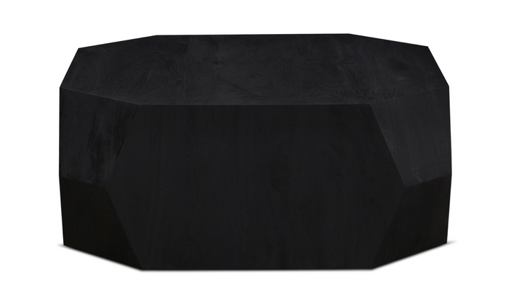 HTD Basalt Geometric Wooden Coffee Table in Distressed Black- Leahyco