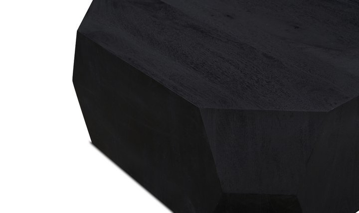 HTD Basalt Geometric Wooden Coffee Table in Distressed Black- Leahyco