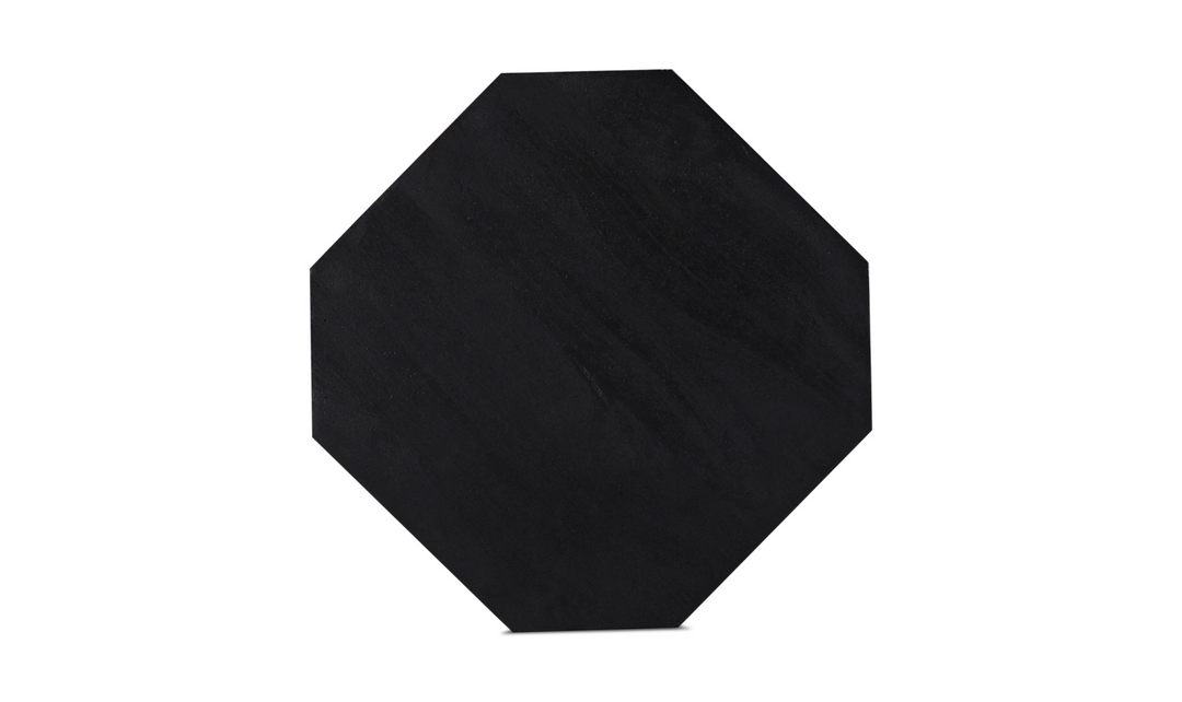 HTD Basalt Geometric Wooden Side Table in Distressed Black- Leahyco