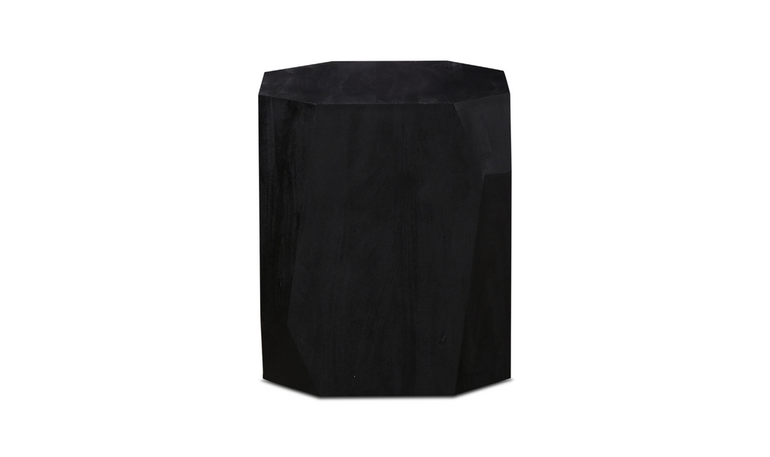 HTD Basalt Geometric Wooden Side Table in Distressed Black- Leahyco