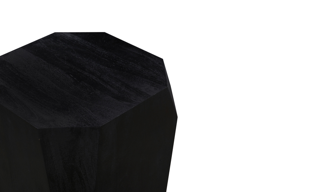 HTD Basalt Geometric Wooden Side Table in Distressed Black- Leahyco