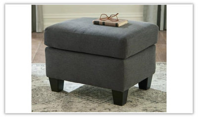 Bayonne Fabric Upholstered Ottoman in Charcoal