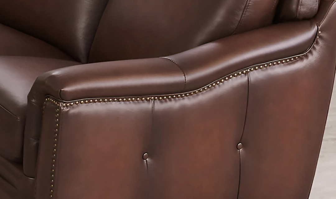 Belfast 2-Seater Leather Loveseat With Nailheads-Leahyco