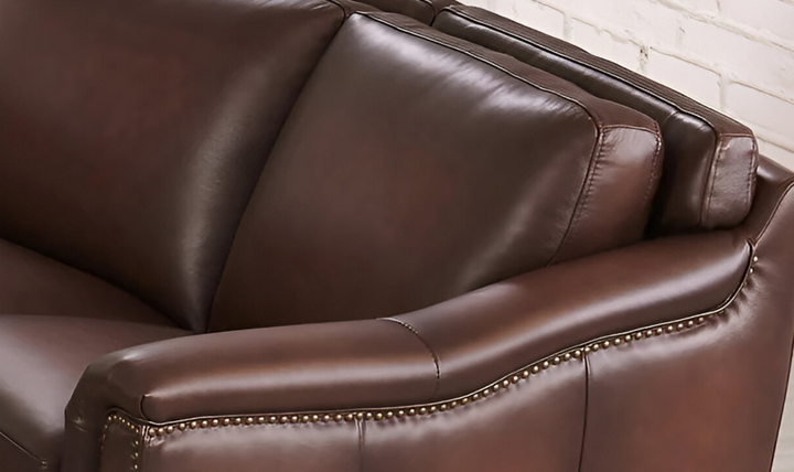 Belfast 2-Seater Leather Loveseat With Nailheads-Leahyco