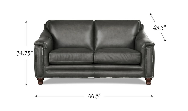 Belfast 2-Seater Leather Loveseat With Nailheads-Leahyco